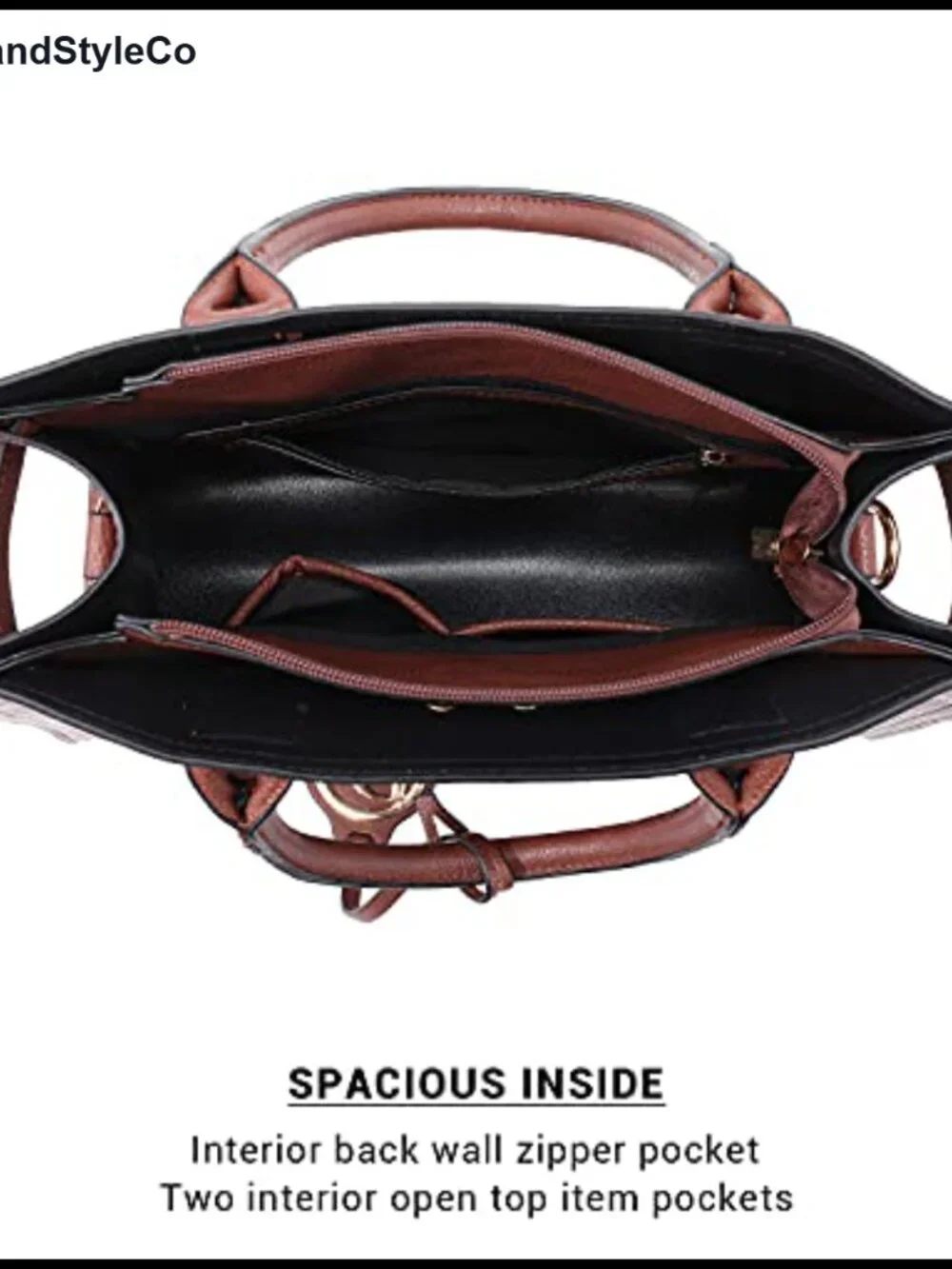 Faux Leather Satchel Purse with Faux Leather Shoulder Strap